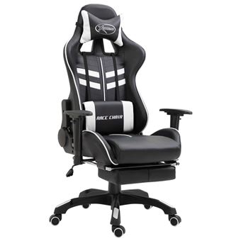 Silla gaming con reposapiés cuero sintético blanco