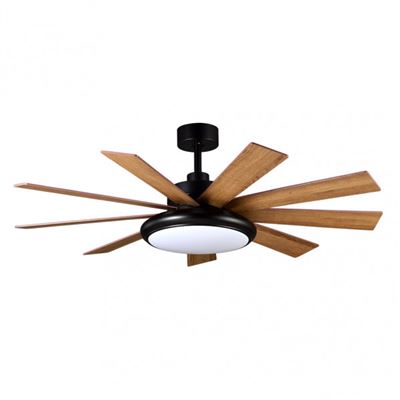 Ventilador De Techo Fabrilamp Led Pireo Regulable Con Control Remoto 36w 3cct 3800lm Ip20 Ø132cm Negro Y Roble