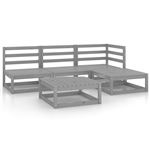 Muebles de jardín 5 piezas vidaXL gris madera maciza de pino 42,7 kg