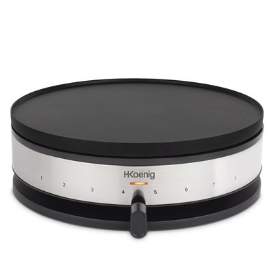 Crepera Eléctrica Reversible Krep56 H.Koenig Placa Removible Crepe 33Cm Pancakes 10Cm Antihaderente 1500W Negro Inox