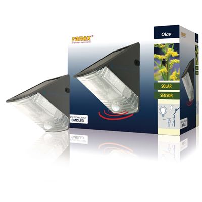 Aplique Pared Led solar con movimiento ranex smartwares 5000.261 energía detector pir foco sensor