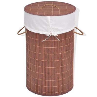 Cesto De La Ropa De Bambú Redondo Marrón Vidaxl