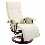 Sillón vidaXL de masaje de cuero sintético blanco crema