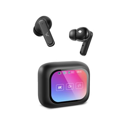 Auriculares Inalámbricos Ksix Vision, Pantalla Tft 2,01'', Anc, 6+20 H, Control Táctil, Llamadas, Asist. De Voz, Negro