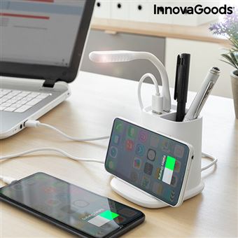 Cargador Inalámbrico con Soporte-Organizador y Lámpara LED USB 5 en 1  DesKing InnovaGoods - Cargador para móviles inalámbrico / inducción - Los  mejores precios | Fnac