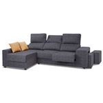 Sofas chaiselongue Home Actually, 3 plazas, Reclinable y Extensible, Negro, ref-125