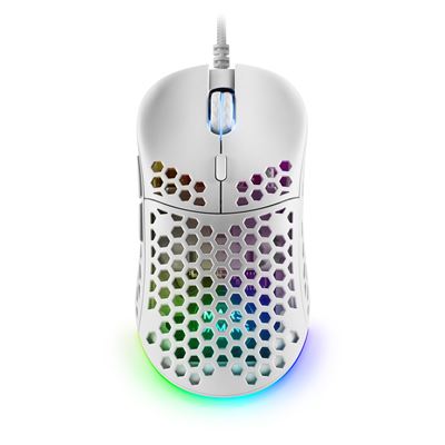 Ratón Gaming RGB Chroma Mars Gaming MM55W Blanco, Ultra-ligero 55g, 12800 DPI