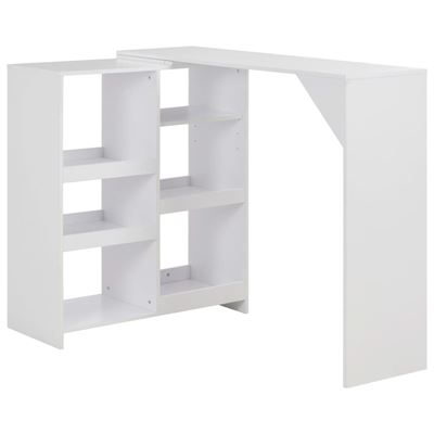 Mesa de bar vidaXL con estantería móvil Blanca 138x40x120