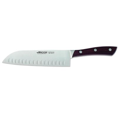 Cuchillo Santoku Arcos Natura 155810 De Acero Nitrum, Mango De Madera De Palisandro Y 18 Cm De Hoja En Estuche
