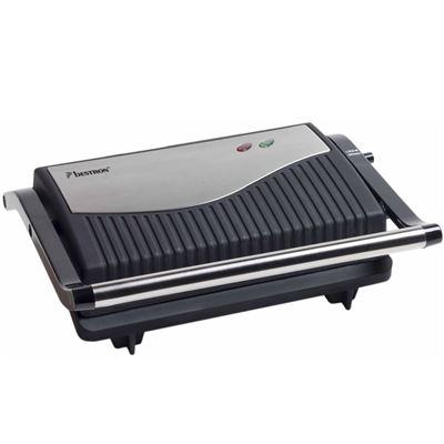 Plancha grill Bestron APG150 acero inoxidable plateado y negro