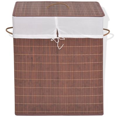 Cesto De La Ropa De Bambú Rectangular Marrón Vidaxl