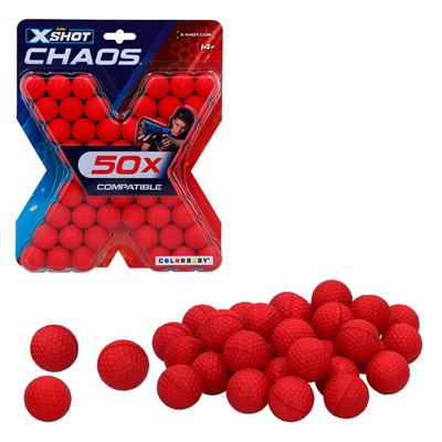 Pack 50 bolas gomaespuma para munición Chaos (ColorBaby 46275) - X-Shot