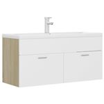 Mueble con lavabo vidaXL aglomerado blanco y roble Sonoma 100x38,5x46 cm