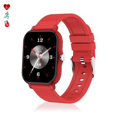 Smartwatch Dam H30 Monitor De Tensión Y Medidor O2 Corona Lateral Funcional Rojo
