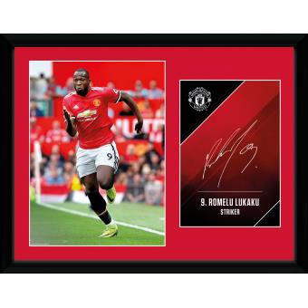 Fotografía enmarcada Manchester United Lukaku 17/18 30x40 cm