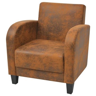 Vidaxl Marrón Sillón De Piel De Ante Artificial