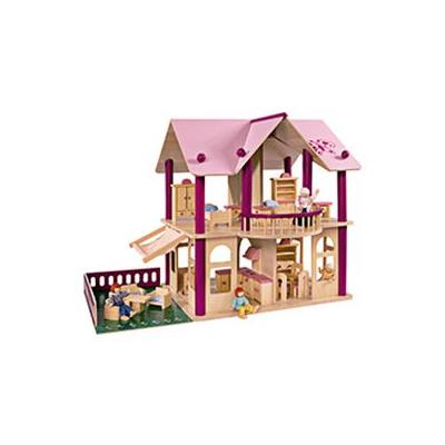 Simba Toys 100002513 Casa de muñecas de madera con muebles y figuras