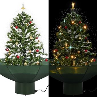 Árbol de Navidad con nieve con base en paraguas vidaXL verde 75 cm - 1