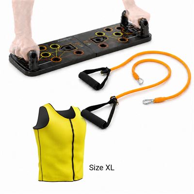 Pack Tabla De Flexiones Push-up Con Bandas De Resistencia Y Guía De Ejercicios Y Chaleco Deportivo Con Efecto Sauna Para Hombre Talla Xl Innovagoods