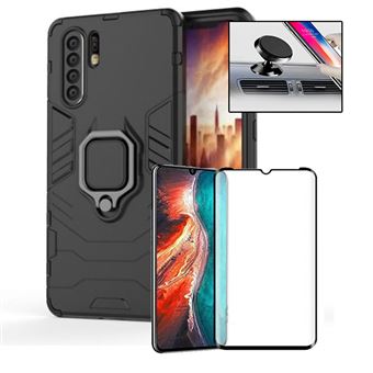 Kit Cristal Templado 5D Full Cover + Funda 3X1 Military Defender + Soporte Magnético Coche Huawei P30 Pro - 1