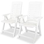 Silla de jardín vidaXL, reclinable 2 uds 60x61x108 cm plástico Blanco