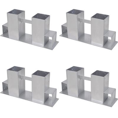 Soporte Para Leña 4 Piezas Acero Plateado