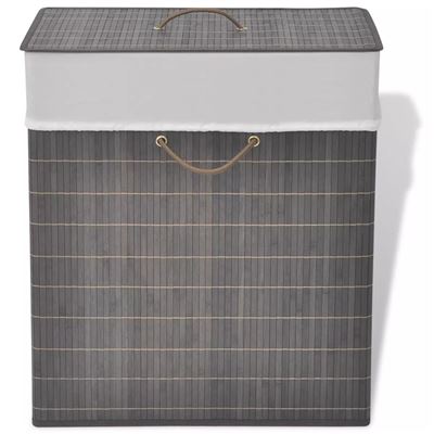 Cesto De La Ropa De Bambú Rectangular Marrón Oscuro Vidaxl