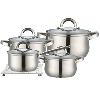 Batería De Cocina Maestro Mr-2021 Inox, 9 Piezas, Inducción, Tapas Cristal