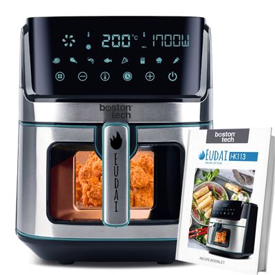 Freidora De Aceite Eudai De Boston Tech. Capacidad De 6.5 Litros, 8 Programas. 1700w, Con Ventada En Vidrio Templado