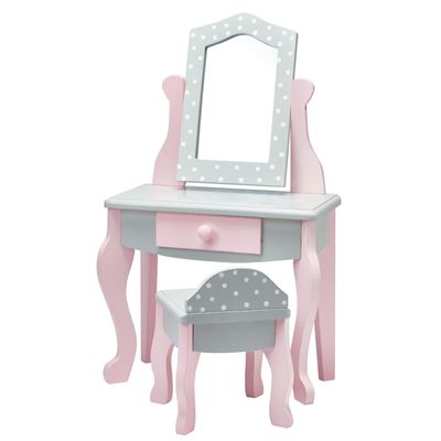 Mesa de tocador y banqueta para muñeca de 45,7 cm de Olivias World TD-0207AG