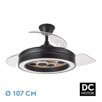 Ventilador De Techo Fabrilamp Dc Cupido Regulable Con Mando A Distancia 55w 3cct 4960lm Negro Y Madera