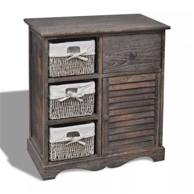 Vidaxl Marrón Mueble De Madera De Almacenaje Con 3 Cestas