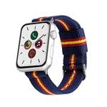 Correa de Nylon para Apple Watch, Bandera España iWatch 42mm, 44mm Series 4 3 2 1 - Plata