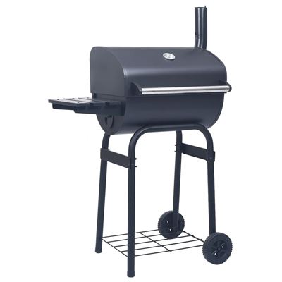Barbacoa Vidaxl De Carbón Con Ahumador Y Estante Inferior Negro