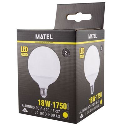 Bombilla LED globo g120 E27 18 watios calida 21944