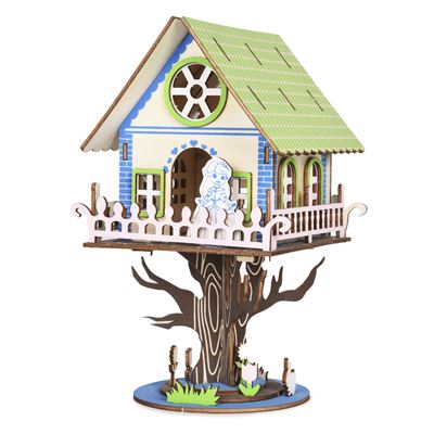 Puzzle 3D madera XL Casa del árbol de la princesa 37 piezas. 24,5x24,5x57,5 cm. DAM Multicolor