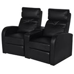 Sillón reclinable de 2 plazas vidaXL, cuero artificial Negro