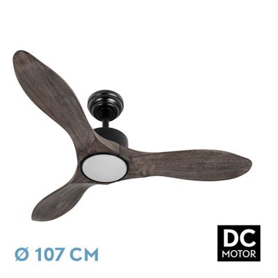 Ventilador De Techo Fabrilamp Led Segre Regulable Con Control Remoto 24w 3cct 2424lm Ip20 Ø107cm Negro Y Roble