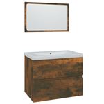 Set de muebles de baño vidaXL madera contrachapada color roble ahumado