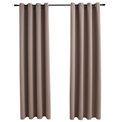 Cortinas opacas con anillas de metal 2 pzs gris topo 140x225 cm vidaXL