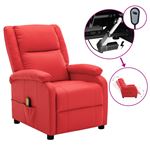 Sillón de masaje eléctrico reclinable vidaXL piel sintética rojo