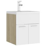 Mueble con lavabo vidaXL aglomerado blanco y roble Sonoma 41x38,5x46 cm