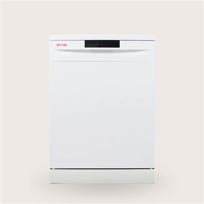EVVO Lavavajillas 60 cm D1, 12 Cubiertos, 5 Programas, Bandeja ajustable, Panel oculto, Blanco/Inoxidable