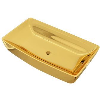 Lavabo vidaXL 71x38x13,5 cm cerámica dorado