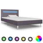Estructura de cama vidaXL LED tela gris 90x200 cm