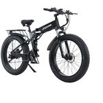 Bicicleta eléctrica Jinhama R5 Negra plegable 1000W 48V 12.8Ah 26"" Neumáticos anchos 4.0 Baterías gemelas Adulto