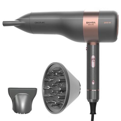 Secador de Pelo Cecotec iónico Bamba IoniCare 6000 RockStar Vision. Motor digital, 2000 W