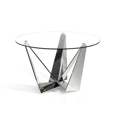 Momma Home Mesa De Comedor Redonda Bon De Cristal Transparente 130X130x76cm