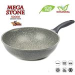 Sarten Wok Antiadherente de aluminio fundido sartenes 28cm ø induccion oursson mega stone con recubrimiento piedra 28 kww2821ms