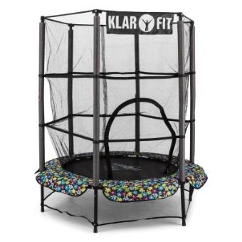 Klarfit Rocketkid 3 Cama el/ástica Infantil 140 cm Red de Seguridad, Apto Exterior o Interior, Peso m/áximo 50kg, Cuerdas el/ásticas Ocultas, Varillas Acolchadas, Gran Estabilidad, dise/ño Amarillo